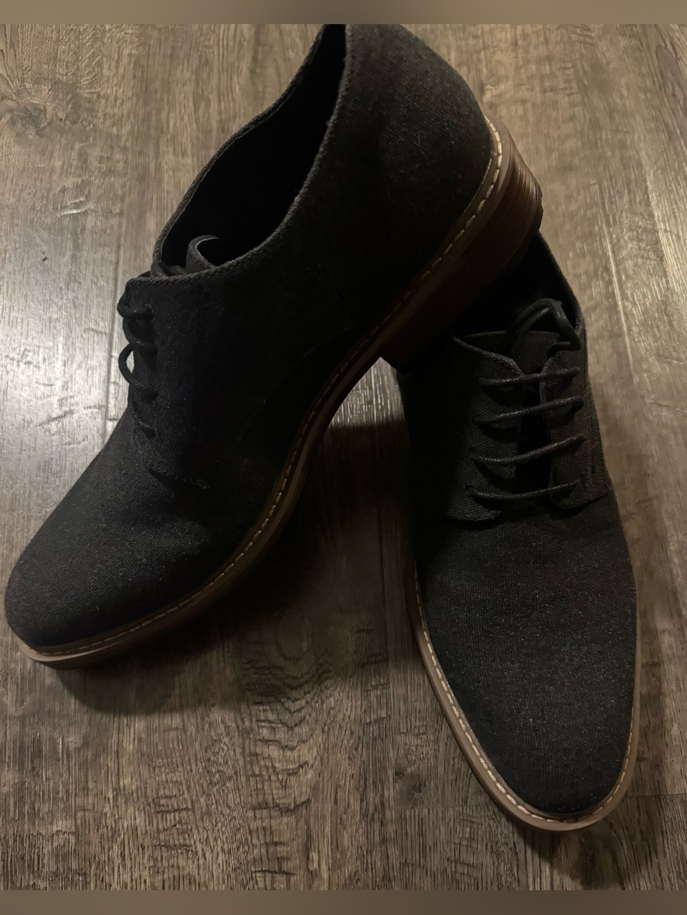 Perry Ellis Portfolio BRANDON Men Sz 9.5 Gray Fabric Oxfords Shoes PEFST16188A-4